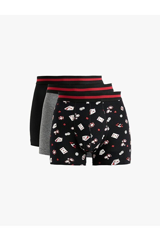 Baskılı Pamuklu 3'lü Boxer Seti - 1