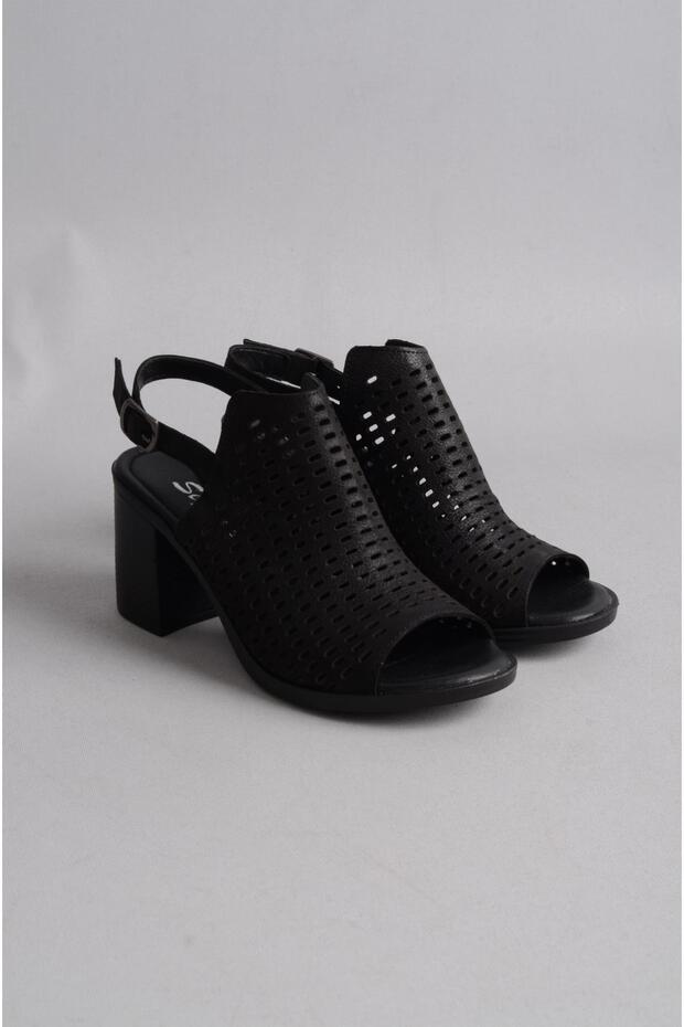 Select 1602 genuine leather women's heel sandal black