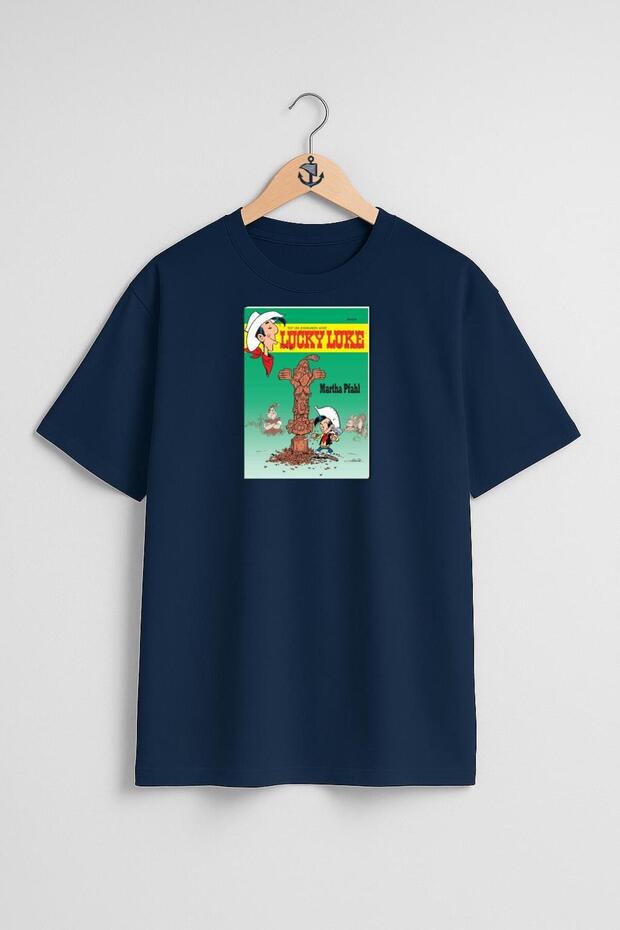 Oversize Kid Lucky, Statue Squaw Lucky Luke Chest Design Unisex T-Shirt