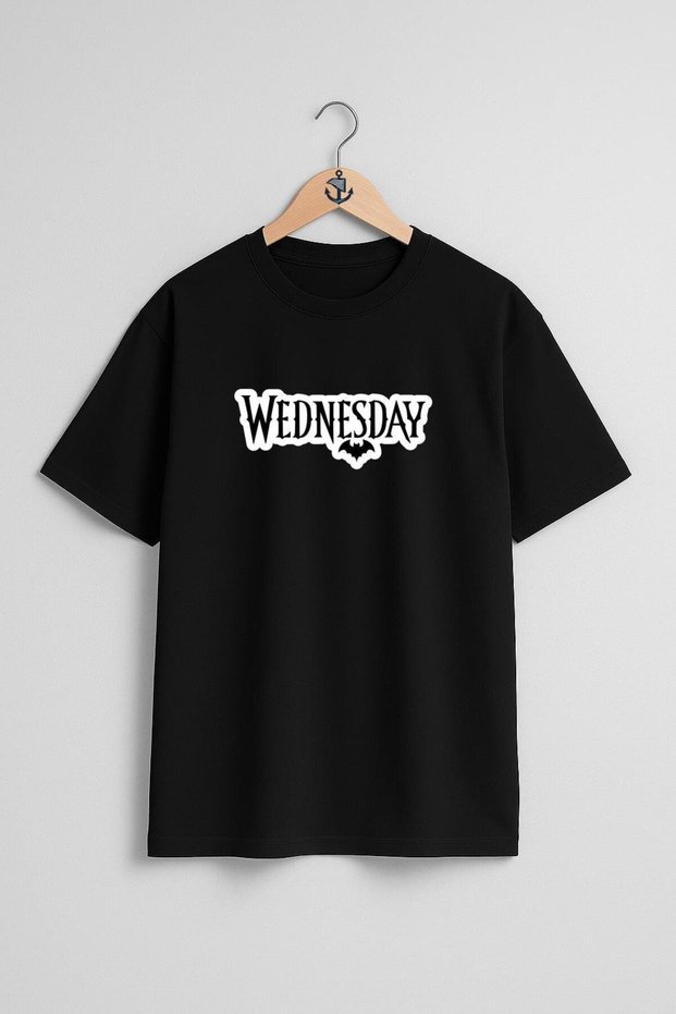 Oversize Wednesday Logo Chest Design Unisex T-Shirt