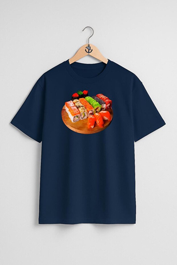 Oversized California Roll Sashimi Sushi Makizushi Unagi Chest Design Unisex T-Shirt