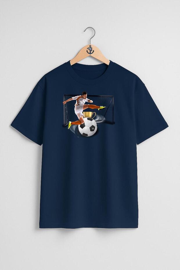 Oversize Goalkeeper Soccer Ball and Trophy Chest Design Unisex T-Shirt