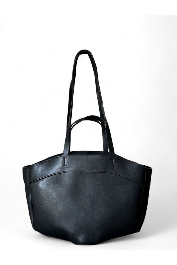Women's Black Double Handle Strap Tote Shopper Bag with Puppy Bag Medium Size Hand and Shoulder Bag Berlin
