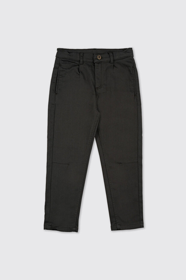 Boy's Anthracite Buttoned Pants - 1