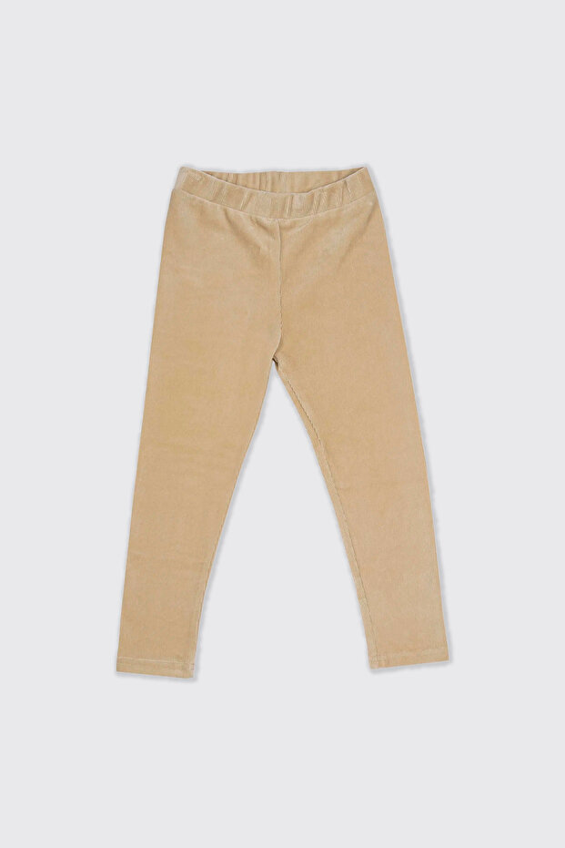 Girl's Corded Beige Tights