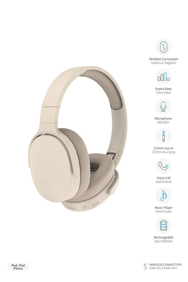 2215 Kablosuz Bluetooth Kulak Üstü Kulaklık / IOS & Android Uyumlu Şarjlı Wireless Kulaklık - 5