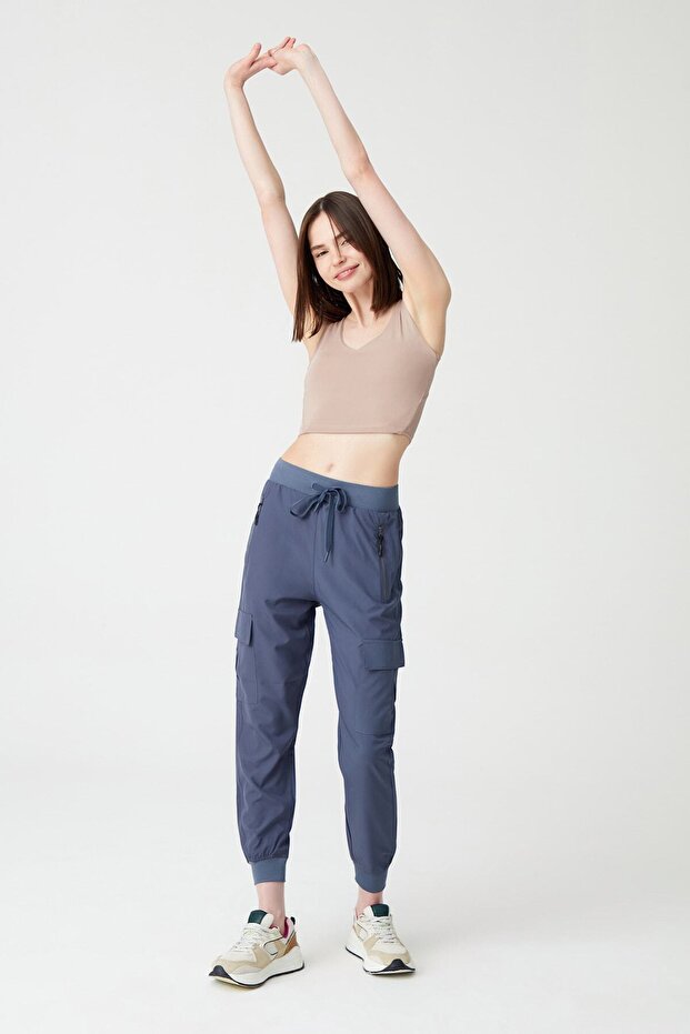 Dámske antracitové nohavice Cargo Pocket Jogger s elastickým pásom a nohavicami Cargo - 5