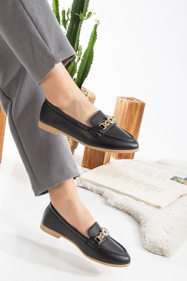 Women's Ballerinas Black Faux Leather Ballerinas Comfortable Lightweight Ballerinas Daily Ballerinas Black