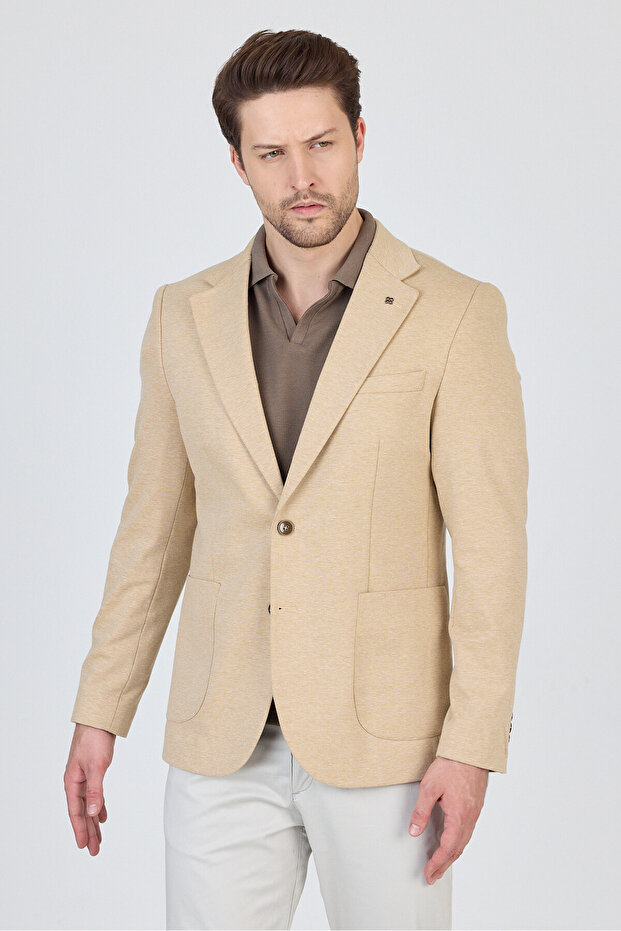 Feniks Men's Mink Half Lining Bag Pocket Cotton Blended Lycra Slimfit Sports Blazer Jacket
