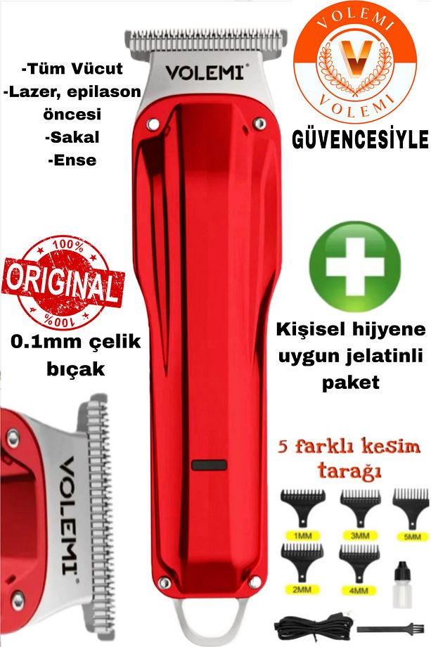 0085b – Lazer Öncesi Sıfıra En Yakın Kesim | 0,1 mm Çelik Bıçak | USB‑C Şarj | Ense‑Sakal‑Vücut - 1