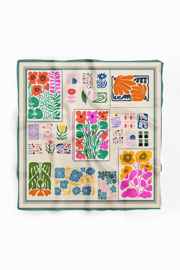 A55 Soyut Modern Çiçekli Bandana - 2