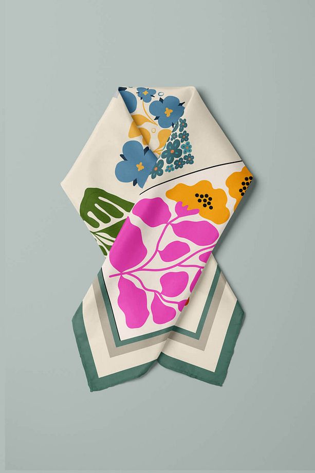 A55 Soyut Modern Çiçekli Bandana - 4