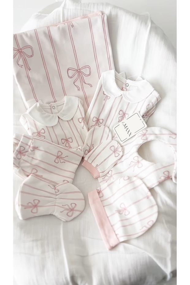 Cotton Baby Collar and Bow Tie Set of 8 0-3 Months Newborn Hospital Release