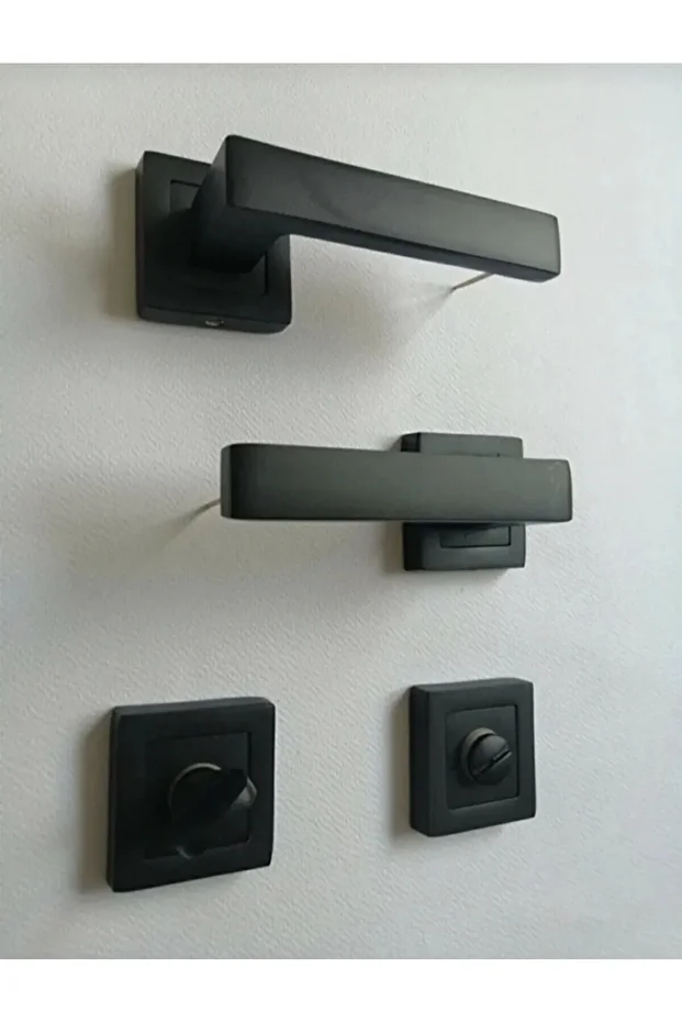 Kare Rozetli Kapı Kolu WC/KİLİT KAPI SET - 3