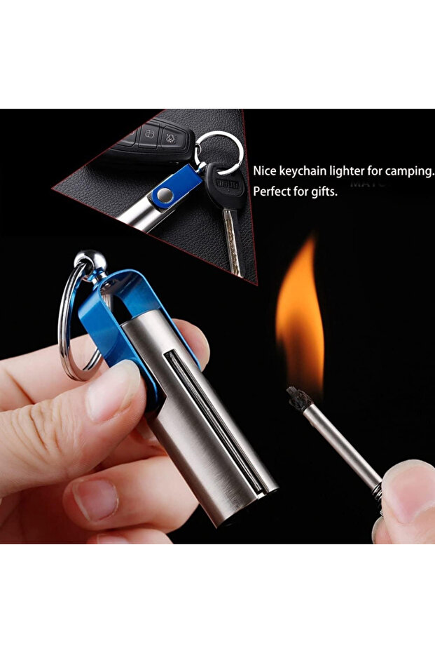 Refillable cylindrical match, silver/blue - 5