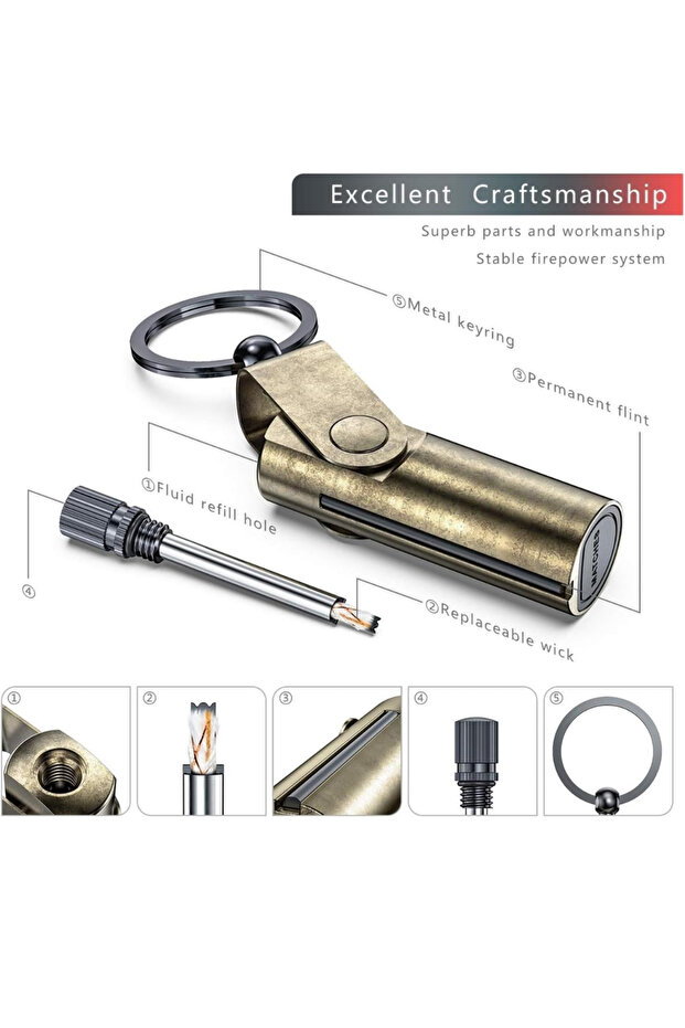 Refillable cylindrical match, silver/blue - 7