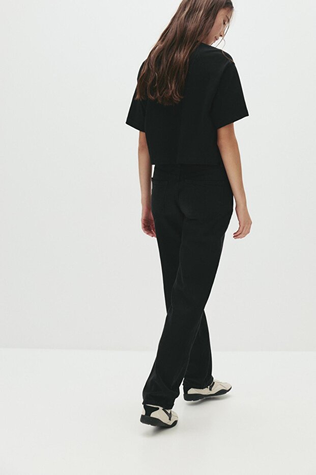 Orta bel düz kesim jean - 4