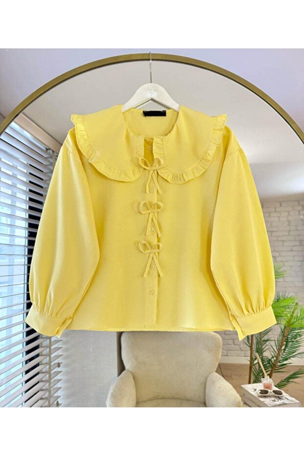 Bebe yaka kurdele detaylı gömlek - 1