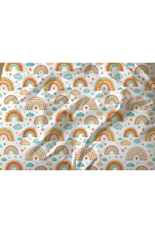 Double Sided Rainbow Patterned - Printed Single Duvet Cover Set - 3