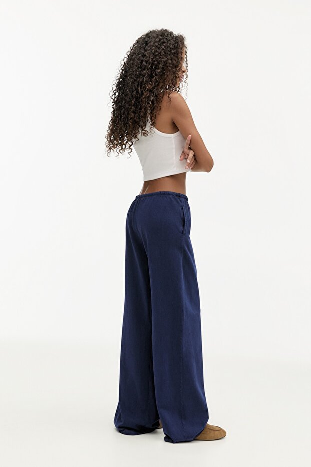 Mavi geniş paça eşofman altı - 5