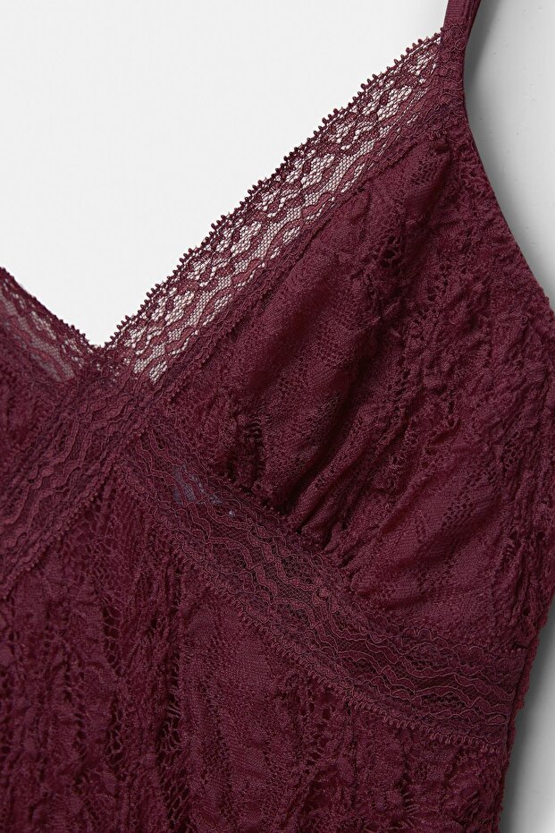 Asimetrik dantel kısa elbise - 6