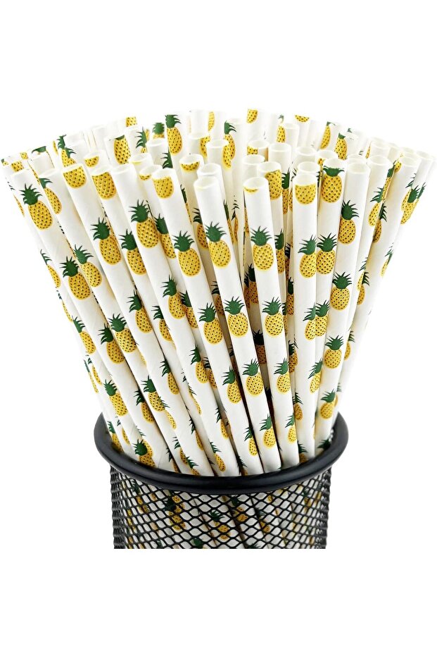 ماصات ورقية بنمط الأناناس 25 قطعة - 1