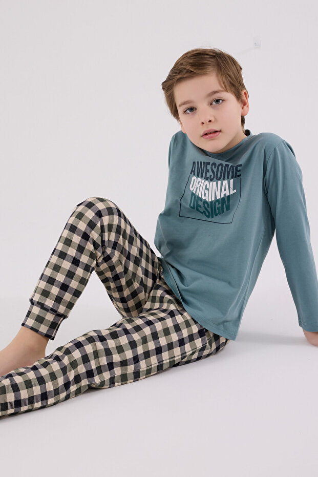 Boy's Green Pajama Set - 1
