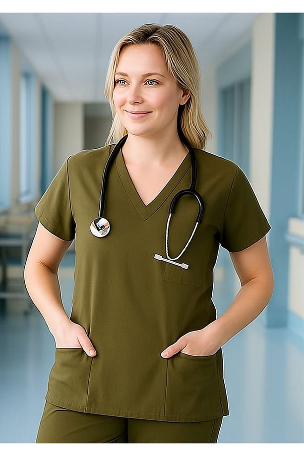 HEMŞİRE FORMA ÜST UItralycra Spaniard Doktor Hem?ire Forma Üst Scrubs Üniforma Cerrahi Üst - 3