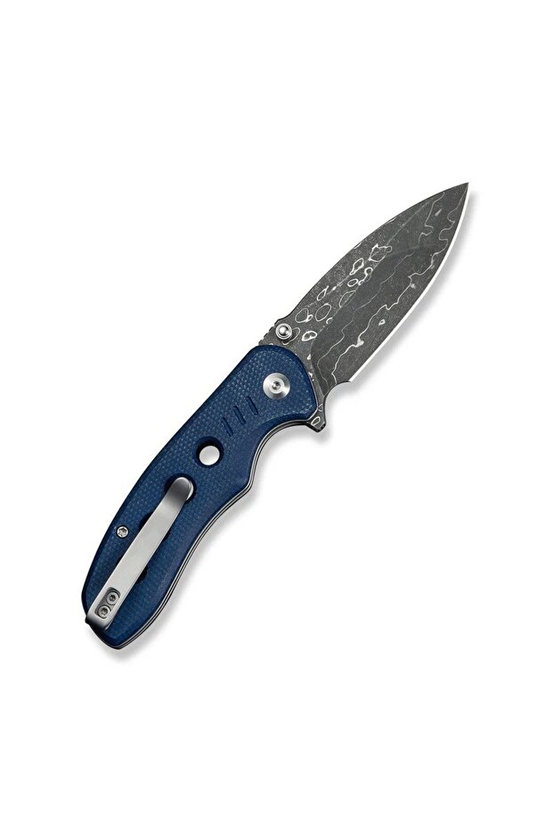 Triptych Flipper & Thumb Stud & Button Lock Knife Damascus Micarta Handle Çakı - 3