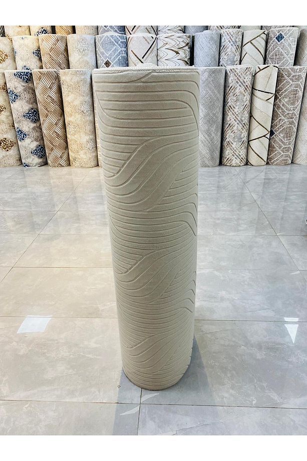 Özel Ebat Kaymaz Taban Yıkanabilir Modern Desenlerle Koridor ve Oda Halısı Vizon Renk - 2