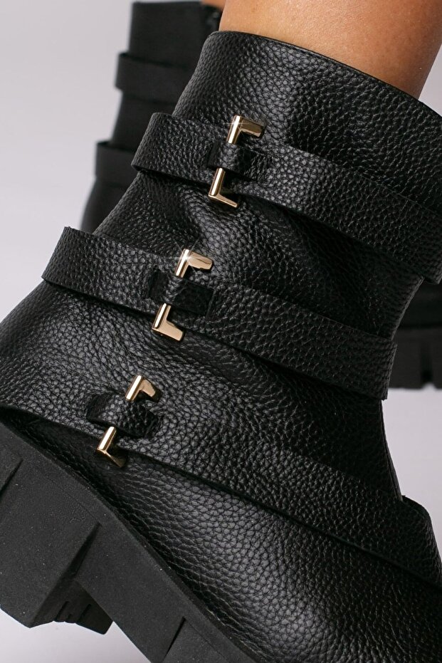 Μποτάκια Maya, μαύρο δέρμα βουβαλιού - 3