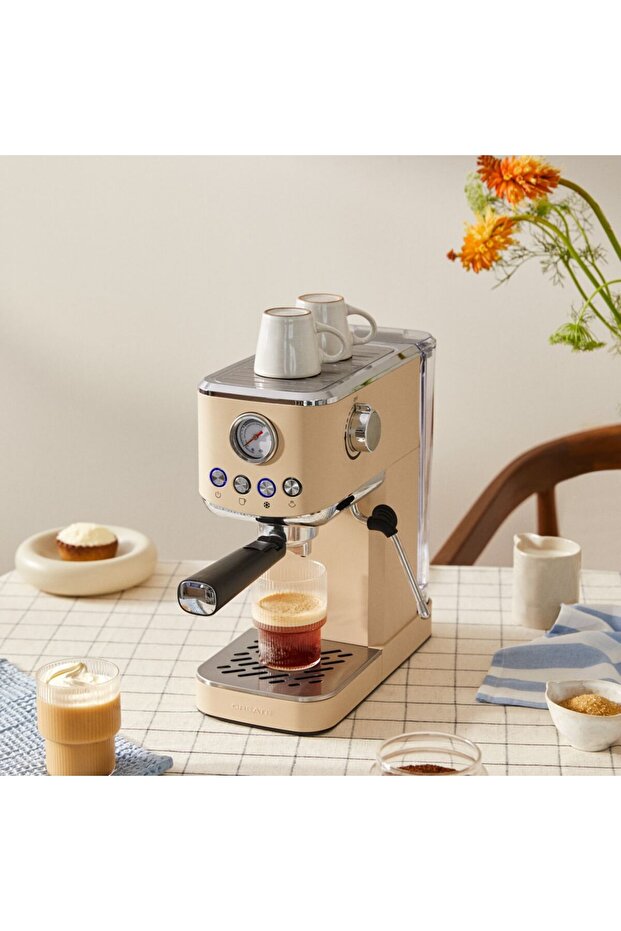 Retro semi-automatic espresso machine, CREATE, Thera Classic Compact, beige - 4