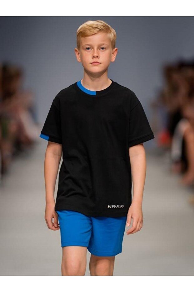 Children's Basic Collar Detailed Oversize T-Shirt