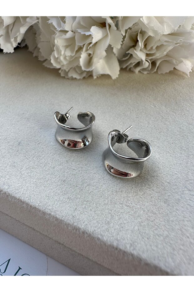 Silver Mini Dalga Küpe