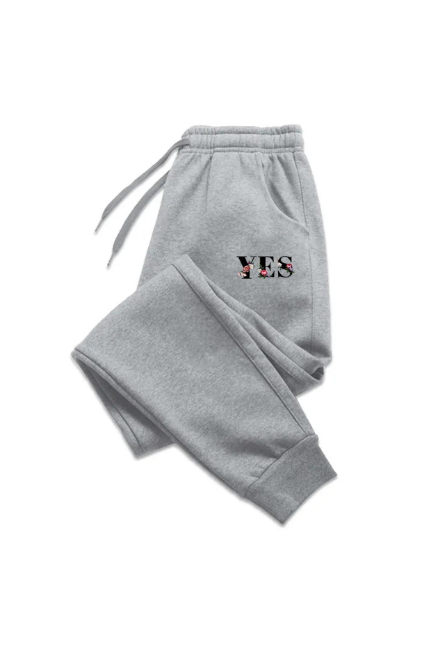 Gray Yes Yes Printed Women's Unisex Sweatpants
