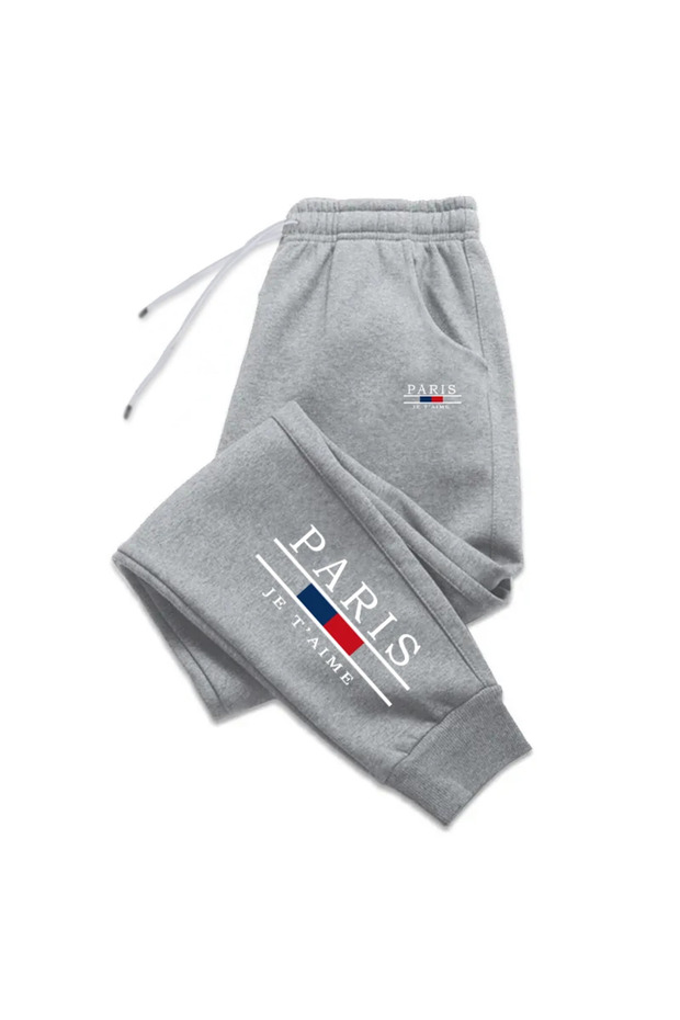 Gray Paris Je t Aıme Printed Women's Unisex Sweatpants