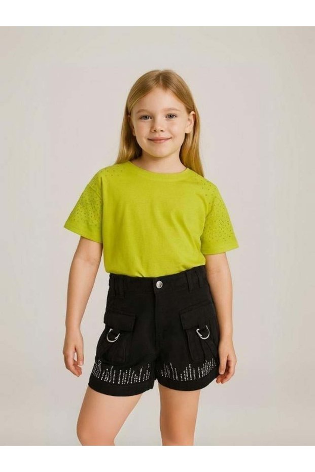 Girl's Stone Embroidered Shorts