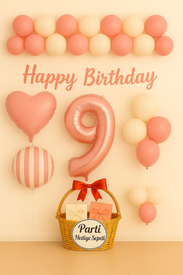 Pink 1 Year Old Birthday Balloon Set | Heart Striped Foil Happy Birthday