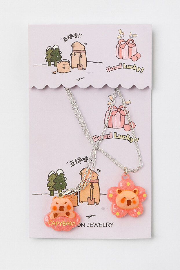Cute Capybara Themed Necklace Set – 2-Piece Jewelry