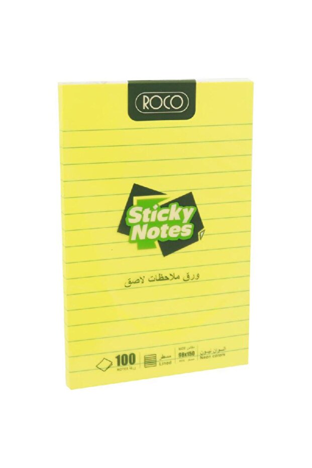 ملاحظات ذاتية اللصق، مسطرة، 98 × 150 مم، 100 ورقة، نيون