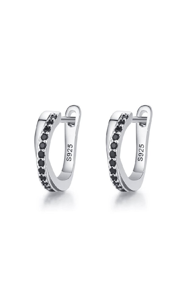 Diora "Noir Elegance" Earrings, Silver