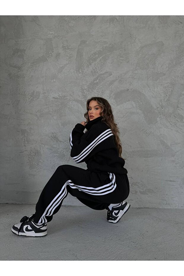 Oversized Unisex Striped Cardigan Tracksuit Set