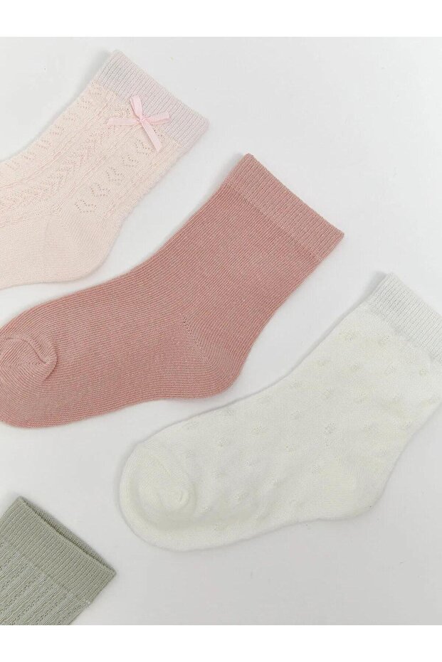 LCW baby Desenli Kız Bebek Soket Çorap 5'li (W5) - 2