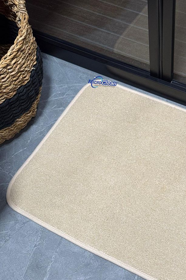 (1 Adet) 40x60 Cm Gri ve Bej Rengi Banyo Paspası Kaymaz Tabanlı, Su Emici, Kare Yapı - 5