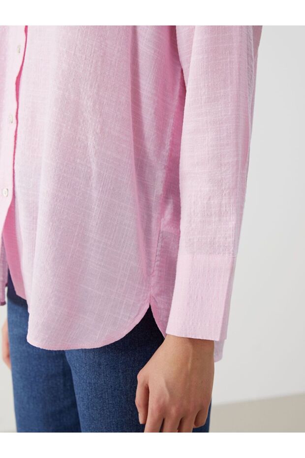 LCW Vision Düz Uzun Kollu Oversize Kadın Gömlek - 3