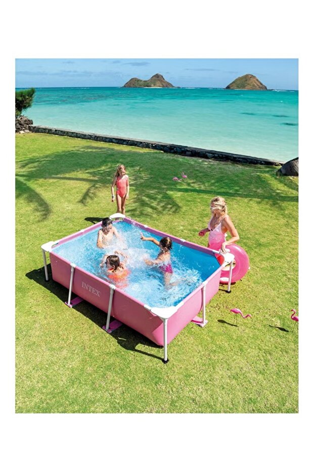 Pink Rectangular Frame Above Ground Pool – 220×150×60 cm - 4
