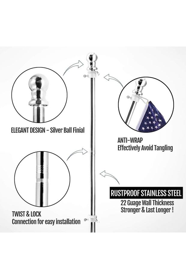 Flag Stand, , 180 cm, Silver - 4
