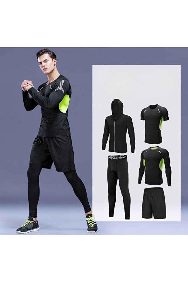 طقم ملابس رياضية 5 قطع أخضر XL