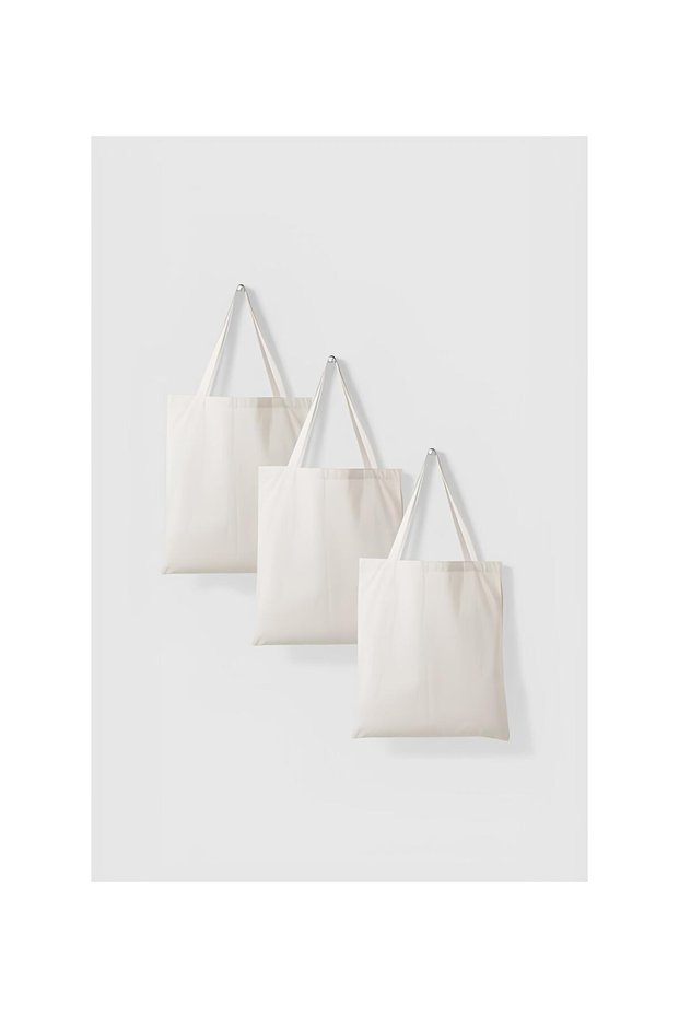 Unprinted Raw Cloth Bag 3 Pieces 100% Cotton Poplin Fabric Not Suitable for Punch Embroidery
