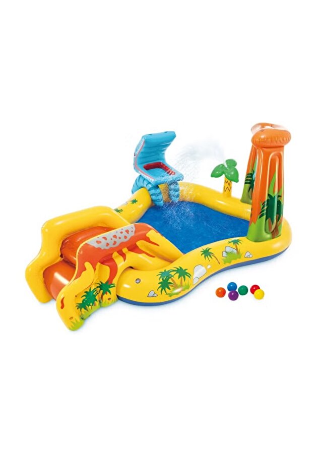 Dinosaur Inflatable Play Center With Slide Size 109x249x191cm - 2